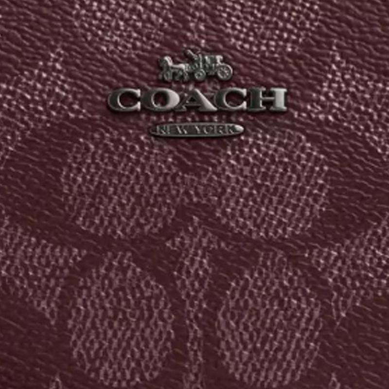 Coach Boxed 16 Logo Zip Closure Coated Canvas Clutch Small Women's Wine