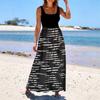 Ladies' striped printed summer casual and fashionable sleeveless long dress