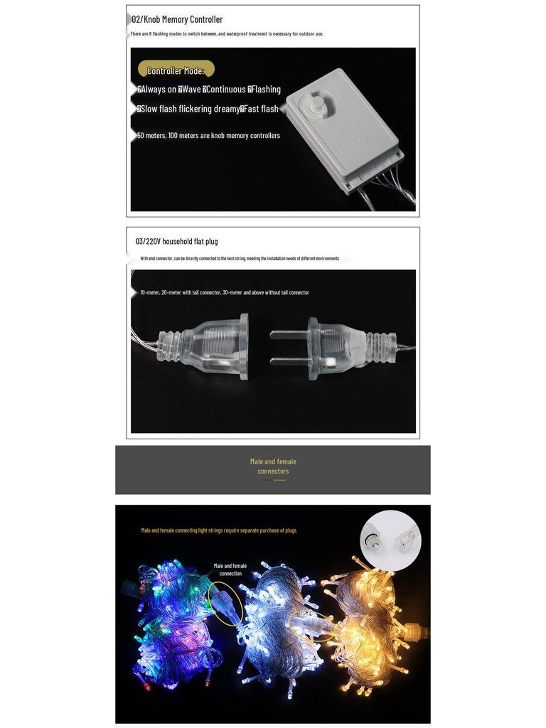 Outdoor Twinkling LED String Lights for Garden, Festival, Wedding, and Christmas Decoration