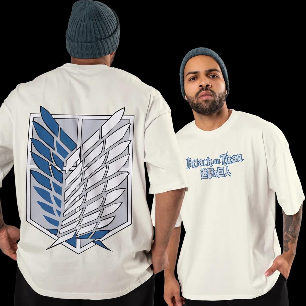 Attack on Titan TShirt Men Anime Survey Corps Wings of Freedom Graphic Tee Japanese Manga Streetwear Short Sleeve Oversized Top
