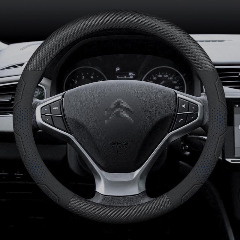 For Citroen C1 C2 C3 C4 C5 C6 VTS Xsara C-Crosser Berlingo Jumpy Carbon Fiber Suede Car Steering Wheel Cover Auto Accessories