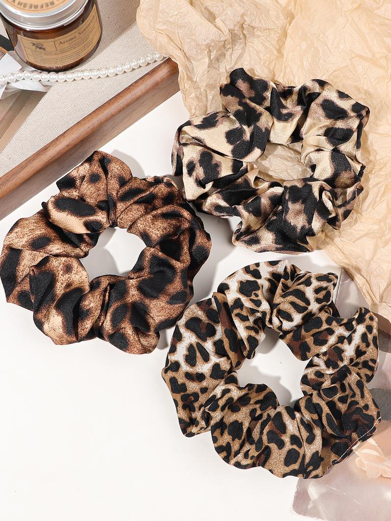 Leopard Print Hair Scrunchies Soft Fabric Scrunchy Bobbles Elastic Hair Bands Ties Hair Accessories for Women Girls