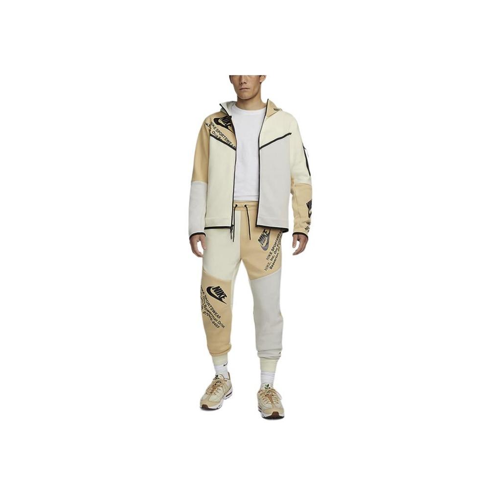 Nike Tech Fleece Print Full-Zip Hoodie Light Bone/Coconut/Sesame/Black Men Streetwear DM6475-072