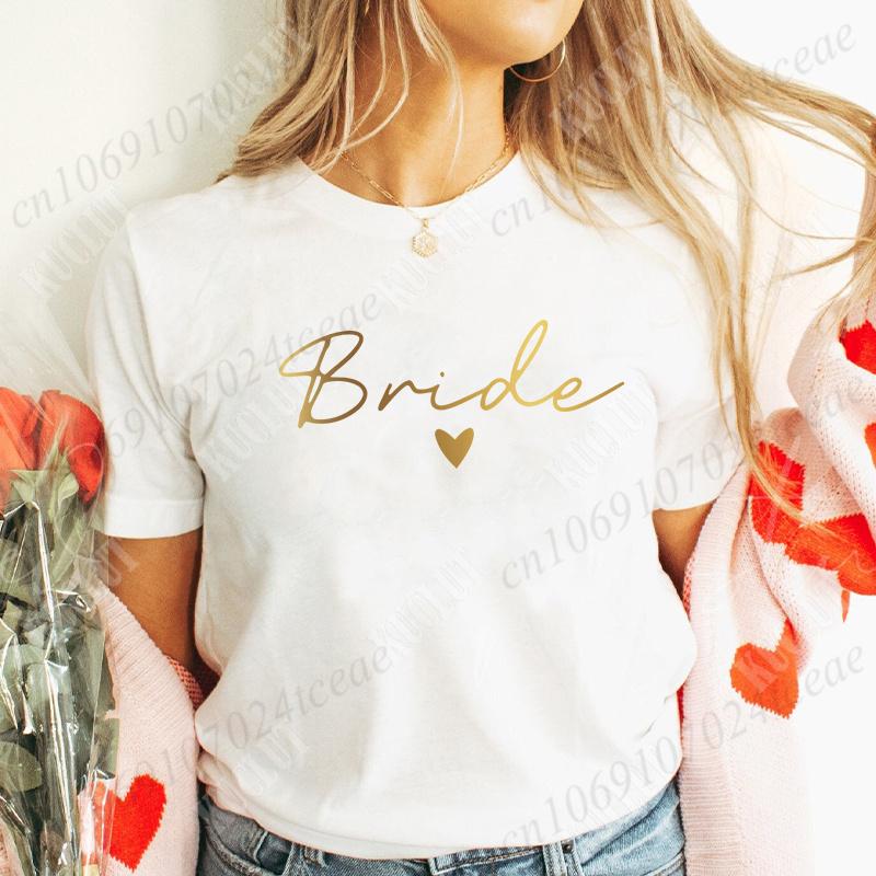 Bridal Shower Shirt for Women, Team Bride Squad Bachelorette Party Tops, Bridesmaid T-shirt, Wedding Fashion Clothes for Girls