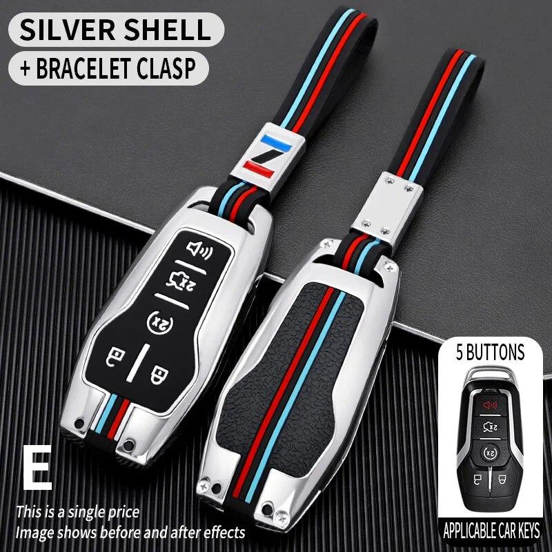 Carbon Fiber Alloy Car Key Fob Case Cover Holder for Ford Fusion Explorer Mustang Edge F-150 Mondeo for Lincoln MKZ MKC MKX