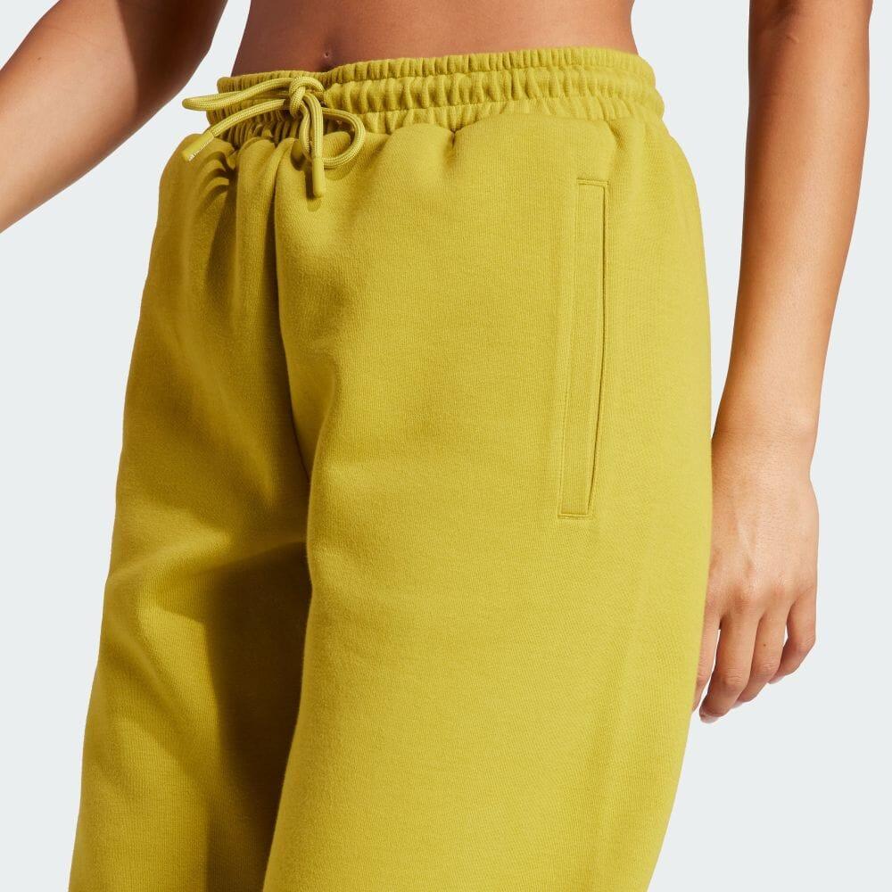 Adidas X Stella McCartney Co-Branded Logo Print Drawstring Mid-Rise Knit Joggers Women Bottoms Yellow IU0863