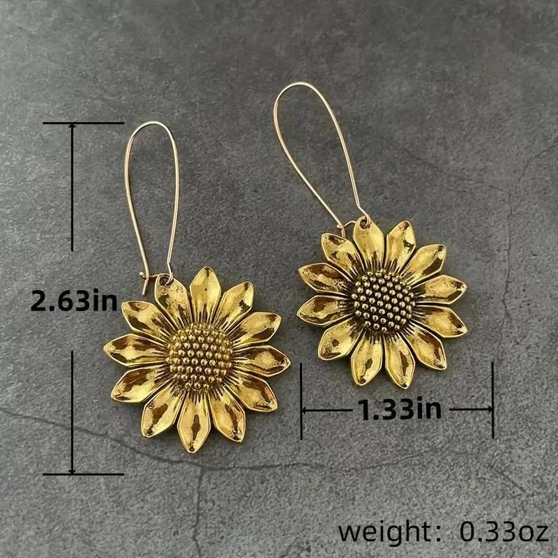 Bohemian Style Fashion Sunflower Drop Earrings for Women Engagement Weddings Flower Dangle Earrings