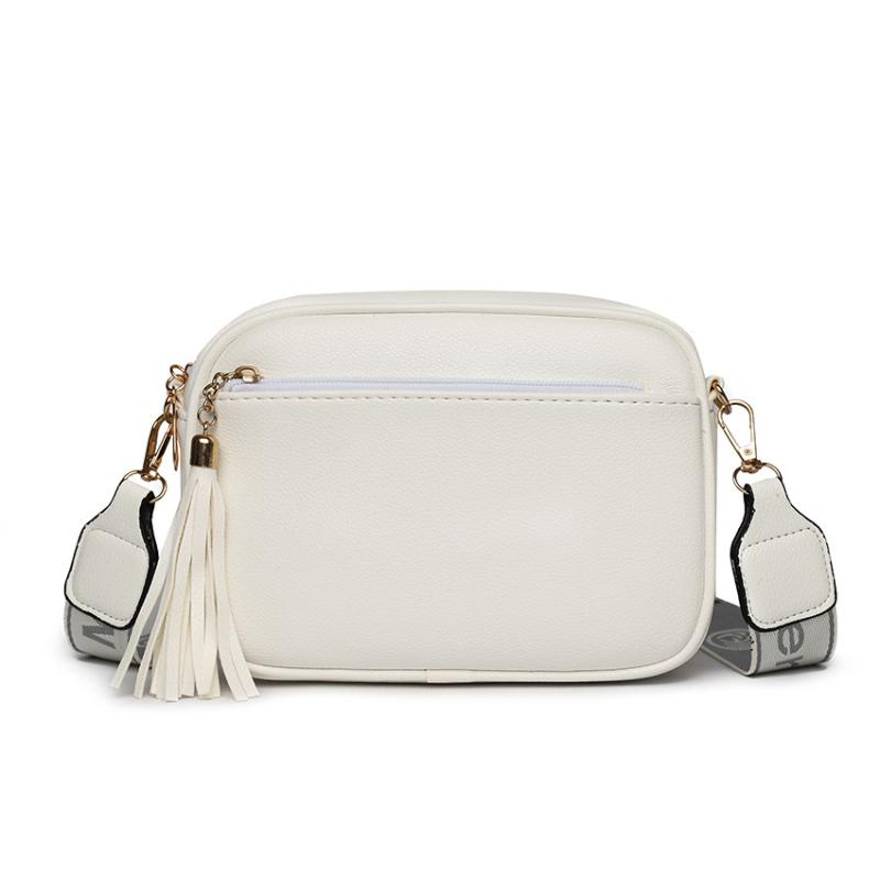 

French Versatile Niche Bag, Summer Diagonal Cross Phone Bag, Western-style Solid Color Tassel Bag 21*7*15cm белый