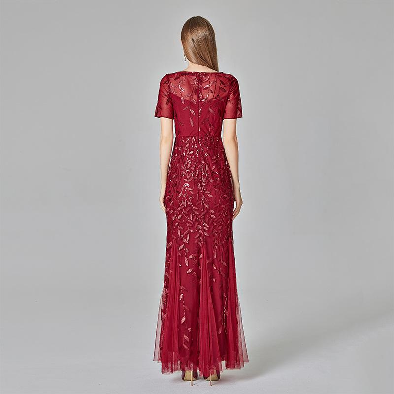 Elegant Fashion Evening Gown High Waist Sequin Embellished Mermaid Fit Sexy Women Party Dress