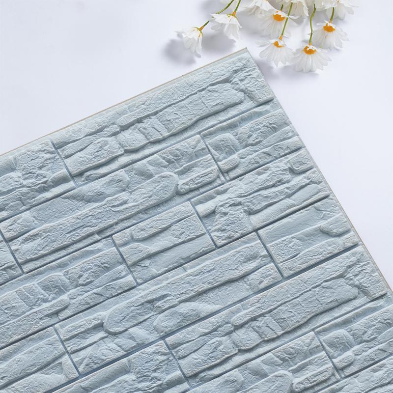 

6 шт. 3D пенопластовые настенные панели наклейки водонепроницаемые обои для дома гостиная декор ванной комнаты кухня украшения самоклеящиеся обои 6pcs(60cmX30cm) светло-синий