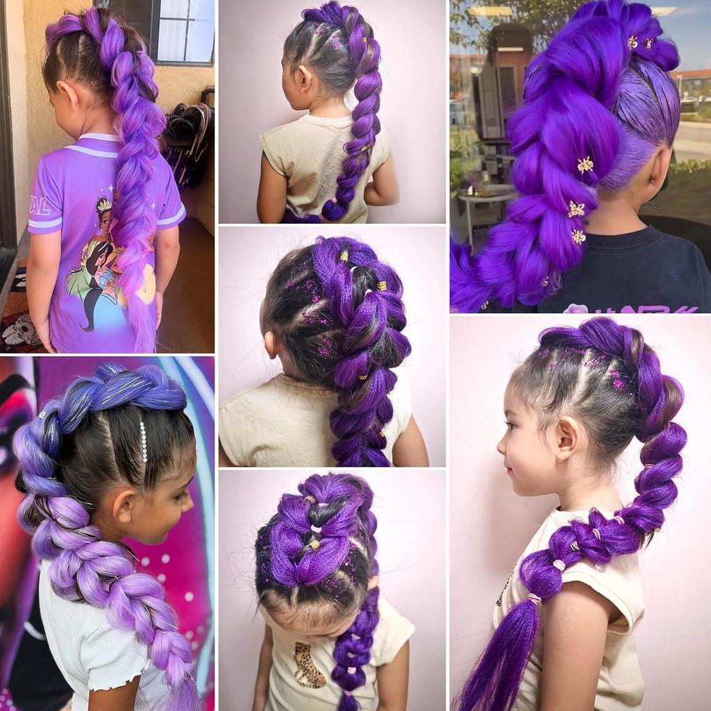 Skpop Demon Hunter Group Anime Cosplay Rumi Children's Purple Braided Ponytail Wig