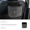 Sparkling Bling Rhinestones Car Trash Can Durable & Convenient Hanging Storage Bag for Seat Back Multifunctional Space-Saving Car Interior Accessory