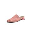 Fashion 2025 Summer Women Shoes Genuine Leather Square Toe Women Sandals Solid Modern Sandals for Women Chunky Heel Women's Mules Shoes