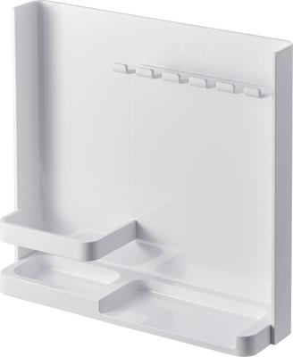 Yamazaki Tower Toothbrush and Tube Stand, White, Approx. W22.2 X D6 X H21.2cm, Tower Toothbrush Holder, Stores Toothpaste and All Your Needs, Product