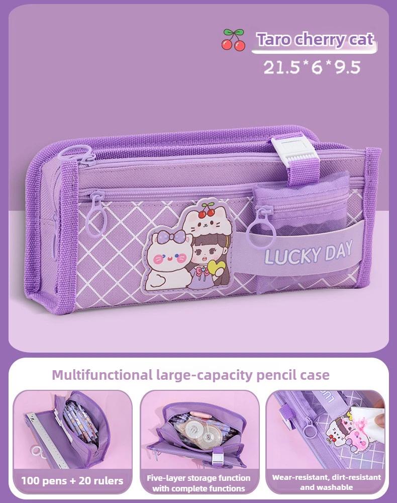 Mehrschichtige Aufbewahrung Schüler-Federmäppchen Große Kapazität Cartoon Schreibwaren Aufbewahrungstasche Multifunktionales Schüler-Federmäppchen