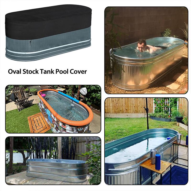 Outdoor Oval Stock Tank Pool Cover Swimming Pool Cover Waterproof Stock Tank Cover With Storage Bag Oxford Bathtub SPA Cover