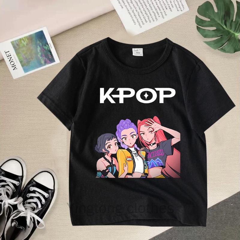KPOP Demon Hunters Children Clothing Short Sleeve T-shirt Cute Tiger Harajuku Tshirt for Boys Girls