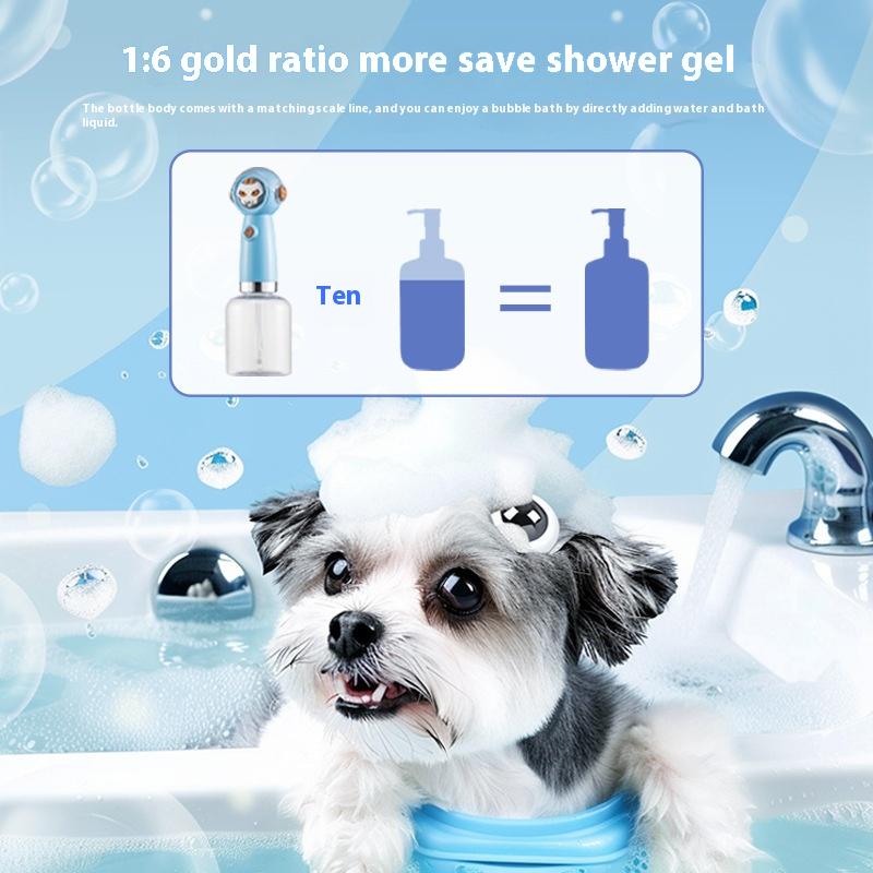Blue White Pet Cat Dog Bubble Maker Dog Shower Automatic Bubble Maker Cat Shower Gel Bubble Maker Charging Bubble Maker