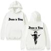 Jesus Is King Print Men Plus-size Hoodie Religious Outdoor Street Gothic Harajuku Casual Fashion Long-sleeve Autumn Fleece Top