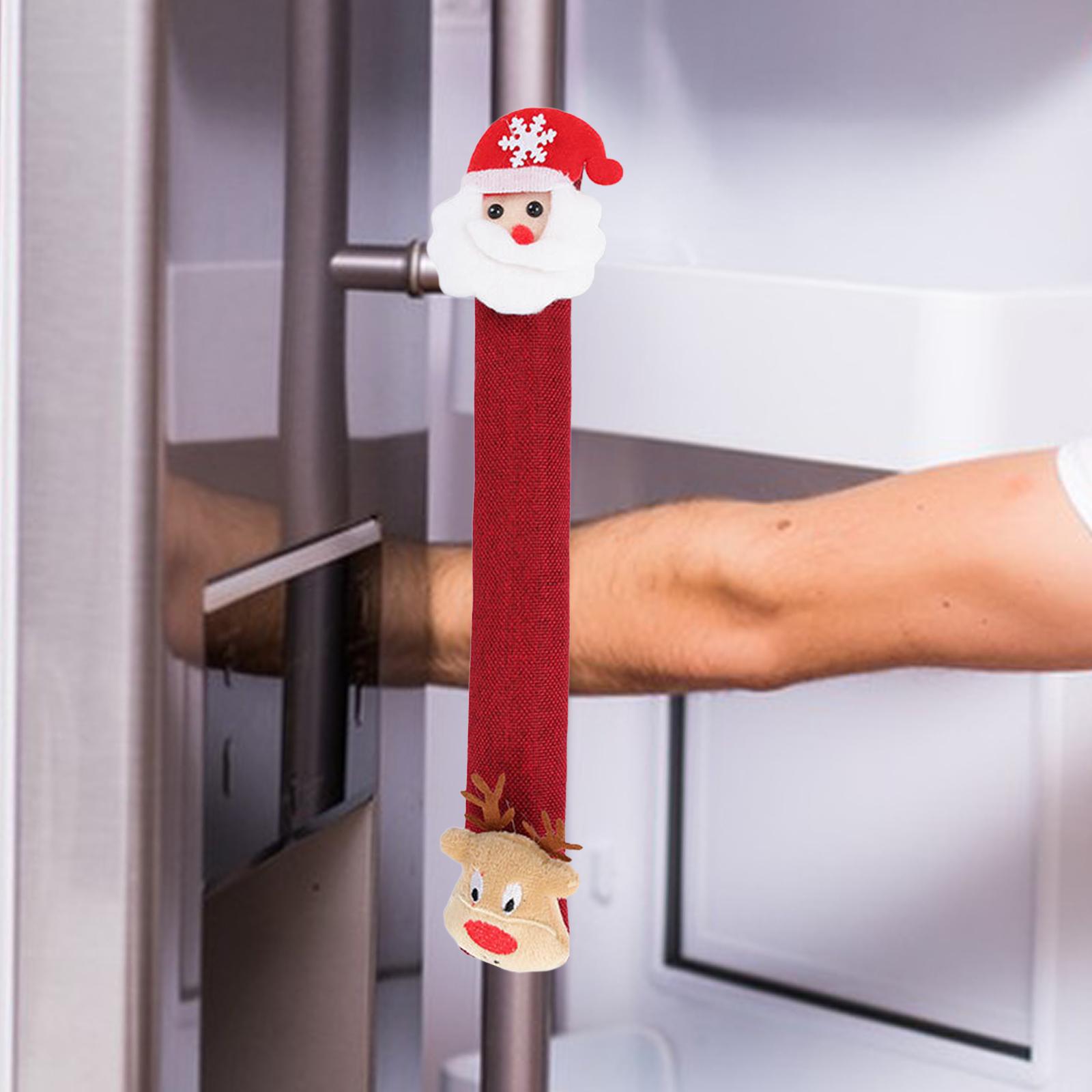 

Christmas Refrigerator Cover Cute Christmas Kitchen Decor Door Pull Gloves for New Year Freezer Kitchen Appliances Home Oven