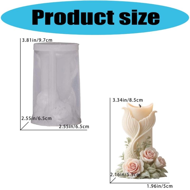 Fish Tail Rose Carving Silicone Molds Cylindrical Silicone Candle Molds For Candle And Soap Chocolate Making Epoxy Resin