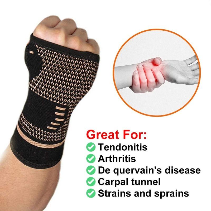1PCS Copper Compression Wrist Guard: Arthritis Gloves, Elastic Palm Support for Fitness