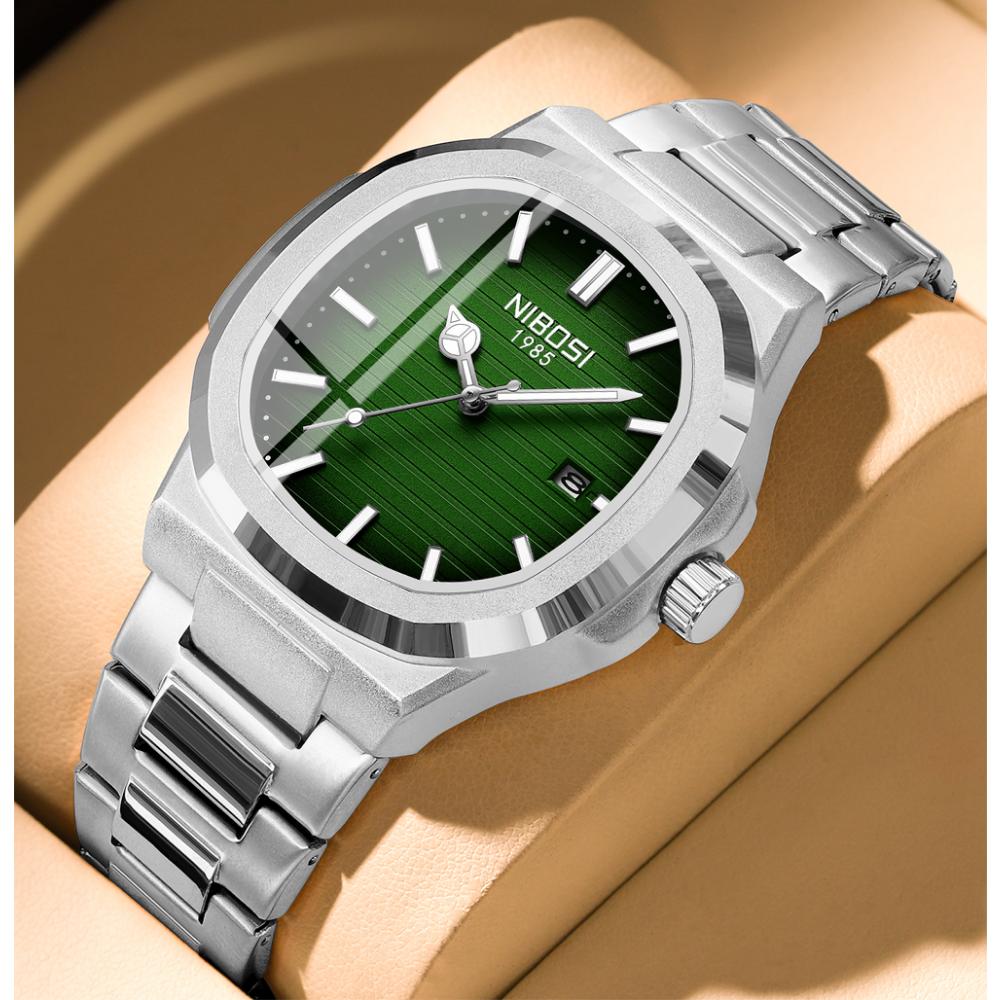NIBOSI Luxury Man Wristwatch Waterproof Luminous Chronograph Watch for Men Stainless Steel Men's Quartz Watches
