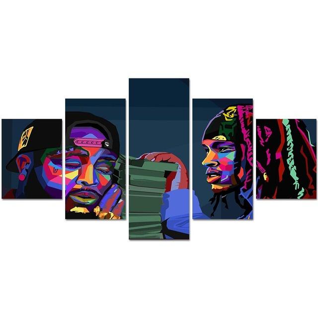 Stampe su Poster Pittura su Tela Artistica 5 Pezzi Lil Peep Quadri da Parete Stile Moderno Soggiorno Decorazione per la Casa Senza Cornice Modulare