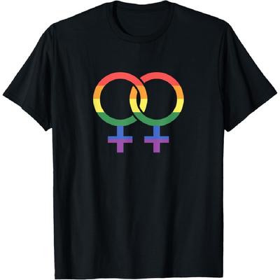 Lesbian Pride Flag - Linked Venus Symbol T-Shirt