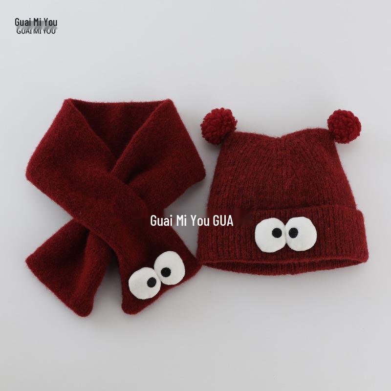 Children's Korean Style Cartoon Knit Hat - Thick, Warm, and Windproof for Boys and Girls.