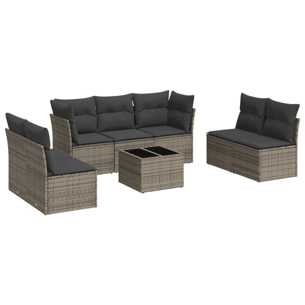Vidaxl 8-Cz. Set di Mobili da Giardino con Cuscini, Grigio, Polyrattan