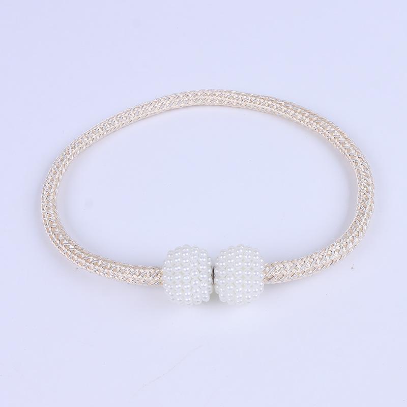 No-Drill Small Pearl Magnetic Curtain Tiebacks Rope Buckle Straps