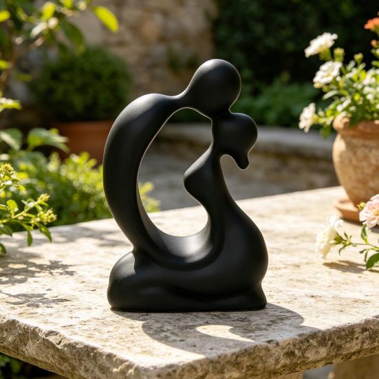 Kissing Couple Statue, Modern Abstract Lover Figurine, Resin Romantic Couple Sculpture for Home, Office, Desktop, Bookshelf, Wedding Decor