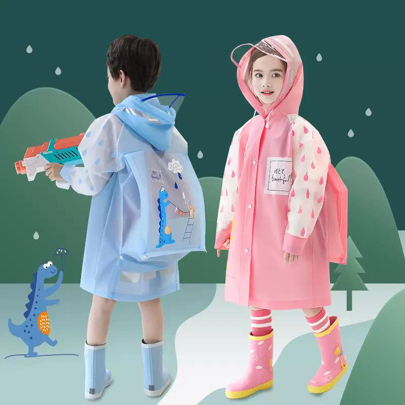 Children's Raincoat for Boys and Girls, Transparent Rain Poncho for Toddlers and Kindergarten Kids, Dinosaur Raincoat, Rain Gear