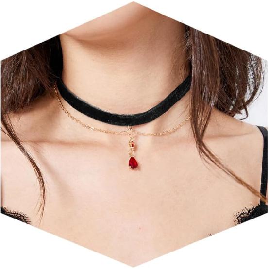 Fesciory Schwarze Halskette für Damen, Verstellbarer Täglicher Goth Schmuck Geschenk | Verstellbare Passform, Enganliegende Schwarze Halskette, Spitze Samt Perlen oder Anhänger