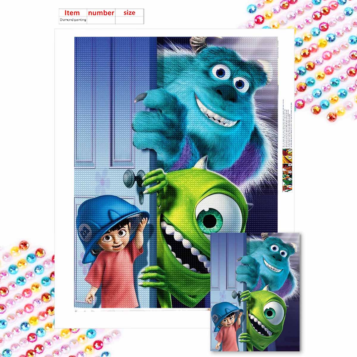 

DIY Diamond Painting Monster Academy Cross Stitch Kit Mosaic Art Diamond Painting Full Circle Diamond Home Decoration Round 20x30cm