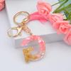 Jewelry Ornament Resin Material Alphabet Key Chain Glitter Keyring Bag Pendant Letter Keychain