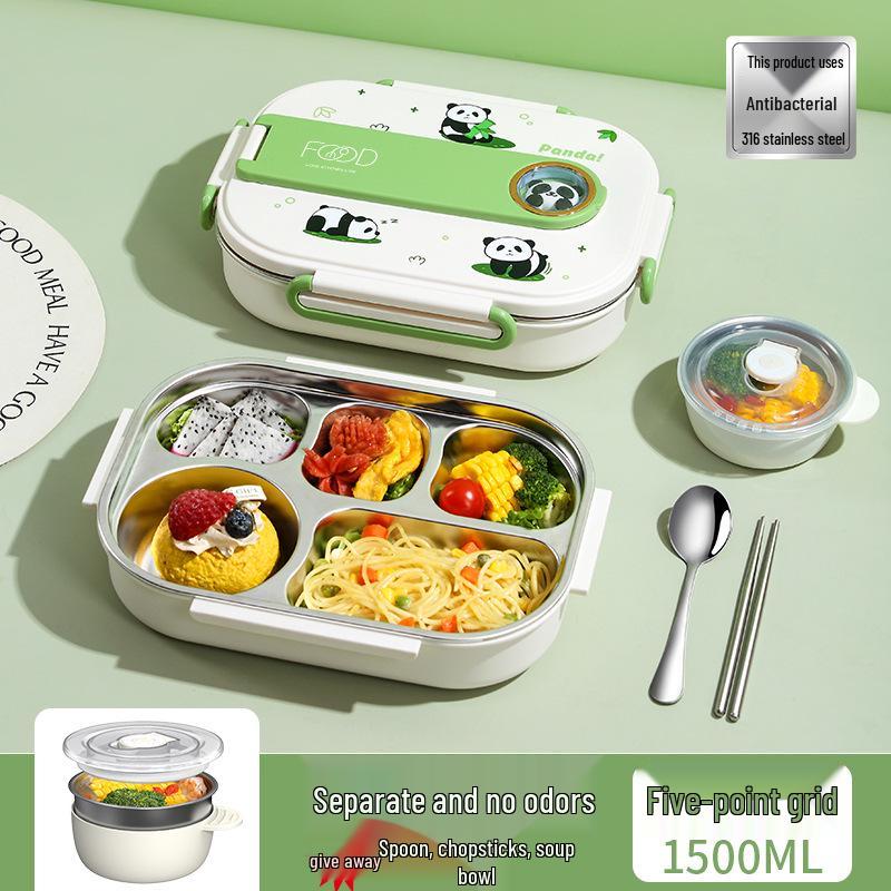 "Children's Insulated 316 Stainless Steel Lunch Box with Compartment Tray"