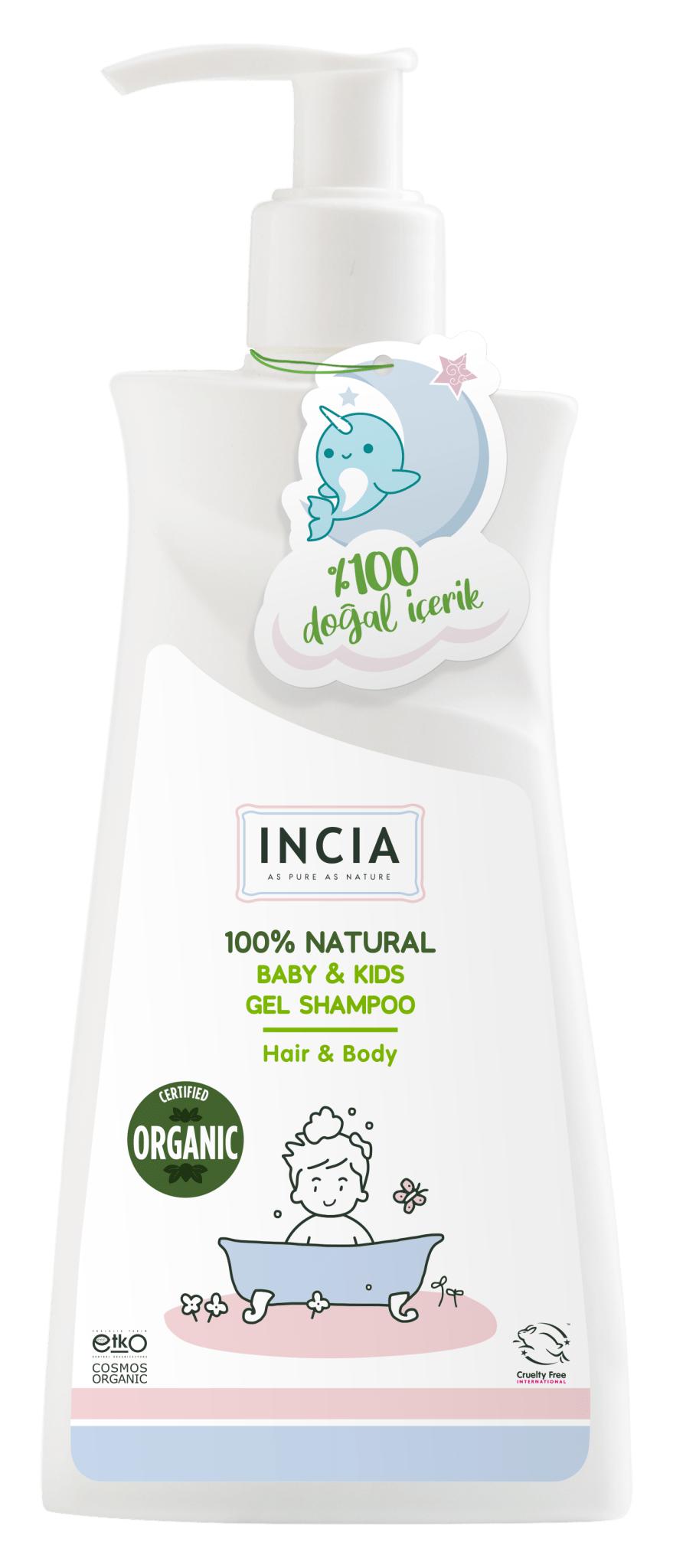 Shampoo in gel per bambini certificato biologico INCIA e 100% naturale 350ml trasparente