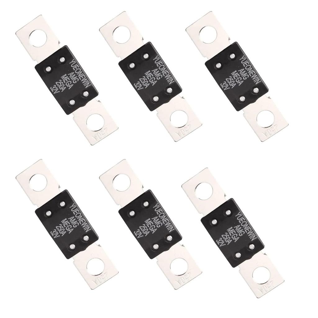 300A MEGA/AMG Fuses, 6 Pcs 300A MEGA/AMG High Current Fuse Bolt Down Auto Fuse Time Delay for Cars, Trucks, Construction Vehicles, Buses, Caravans,