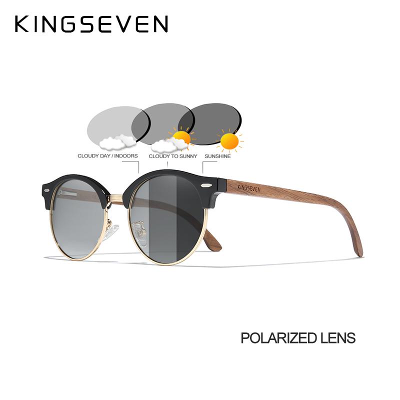 

KINGSEVEN мужские солнцезащитные очки ручной работы из черного орехового дерева женские поляризационные зеркальные линзы солнцезащитные очки мужские UV400 Óculos W5517 M