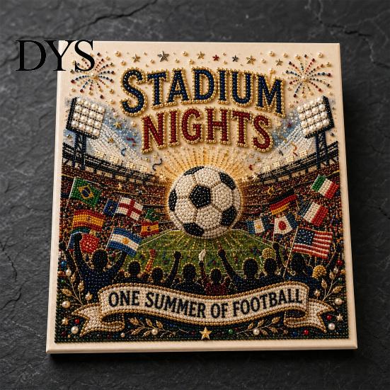 DIY Pearl Painting Football Stadium Kit, Soccer Ball Art Craft Kit for All Skill Levels Nights 3D Beginners Fans Gift Relaxing Activity