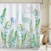 Green Plant Leaves Print Shower Curtains Watercolor Boho Floral Waterproof Morden Bathroom Bathtub Curtain Room Decor With Hooks