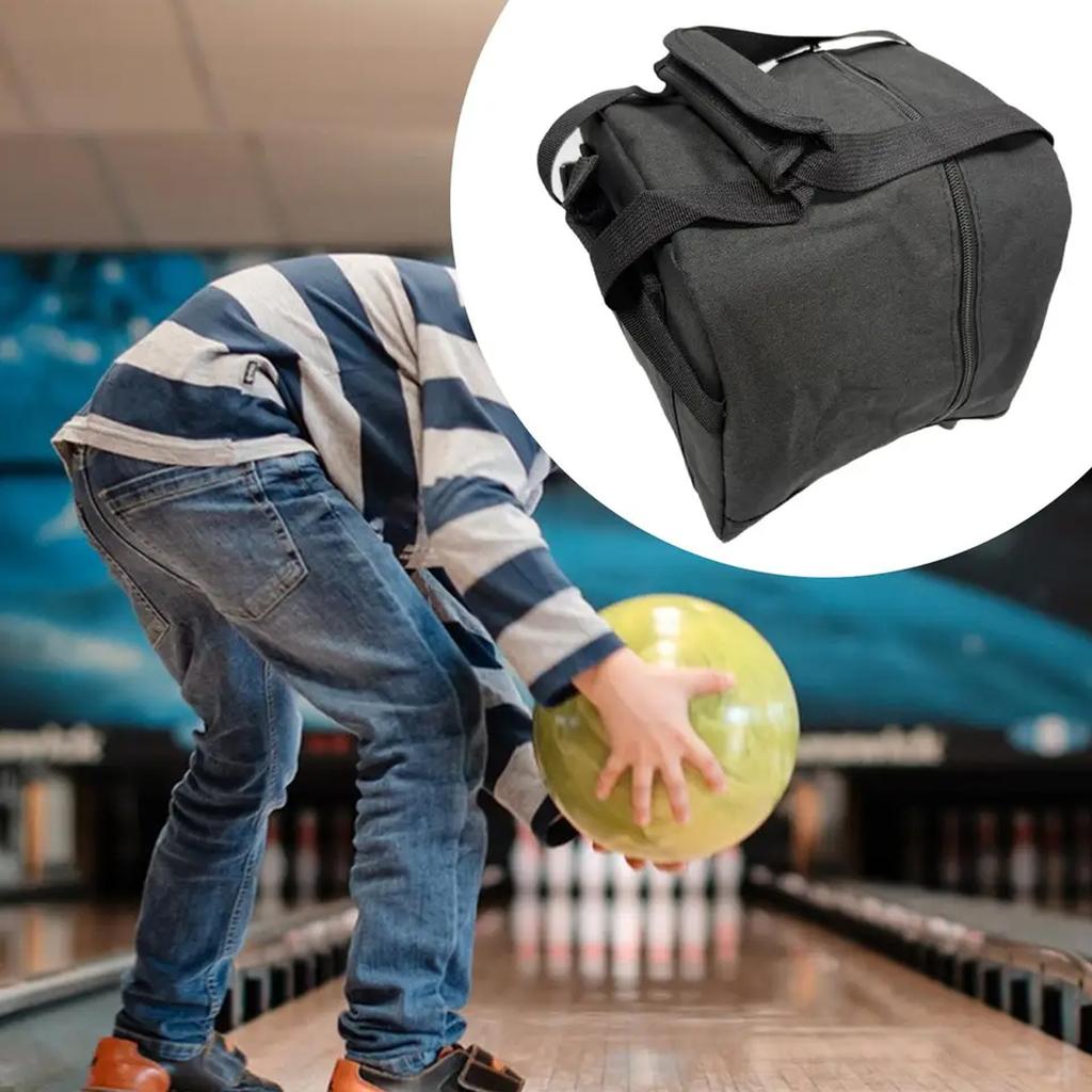 Compacts Single Ball Bowling Bag Padded Interior Adjustable Carrying Handle Front Meshes Organizers