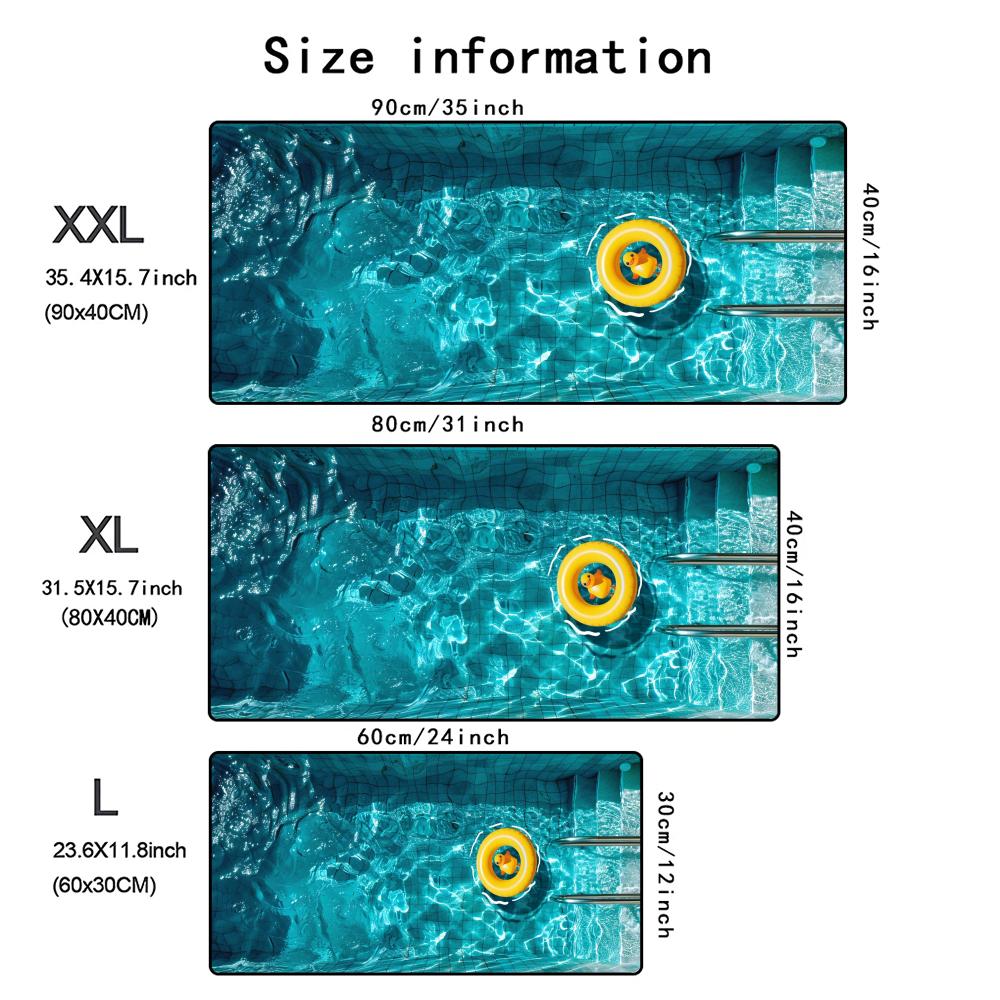Cute Kawaii Swimming Duck Xxl Mouse Pad Hd Print Large Gaming Keyboard Mat Nonslip Rubber Base With Stitched Edges For Office