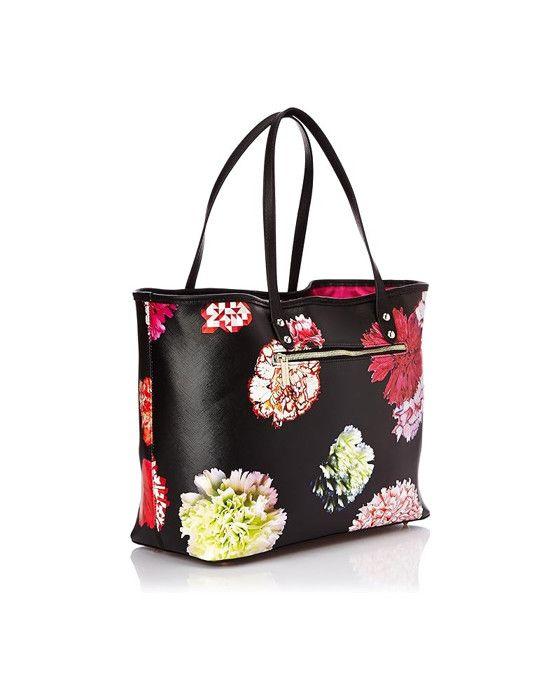 Tote Bag - CHRISTIAN LACROIX - Mily - Black - Floral Print - 2 Handles