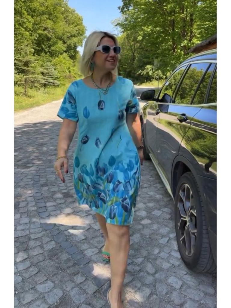 2025 Summer Floral Print Casual Loose Round Neck Dress