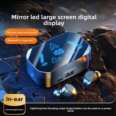 Słuchawki Długotrwałe Słuchawki Bluetooth Duży Wyświetlacz Cyfrowy z Lustrem Bezprzewodowe Słuchawki Bluetooth Douszne