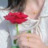 Vietnamese Elegant Sand Gold Rose Flower Ring Adjustable Copper Plated Jewelry Women For