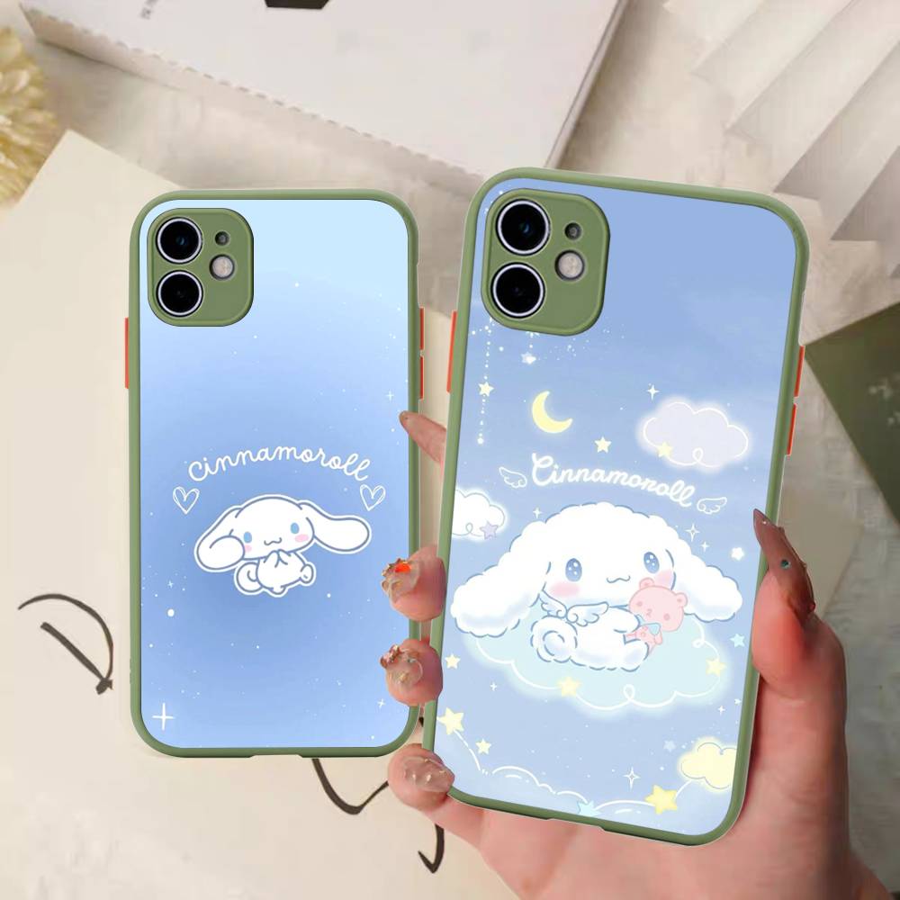Caroon Cute C-Cinnamorolls Matte Transparent Phone Cover For iPhone Case 16 15 14 13 12 11 Pro Max X XS Max Plus